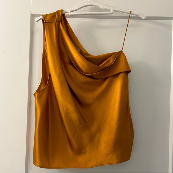 The SEI. draped one shoulder silk top. Burnt orange color. Brand new, never worn - Picture 5 of 8